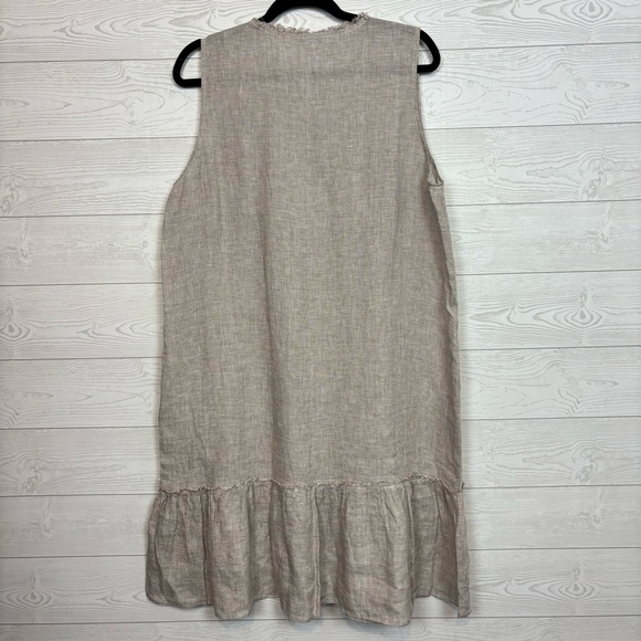 J. McLaughlin Maryann 100% Linen A Line Pintuck Dress Tan Size XL - Picture 6 of 9